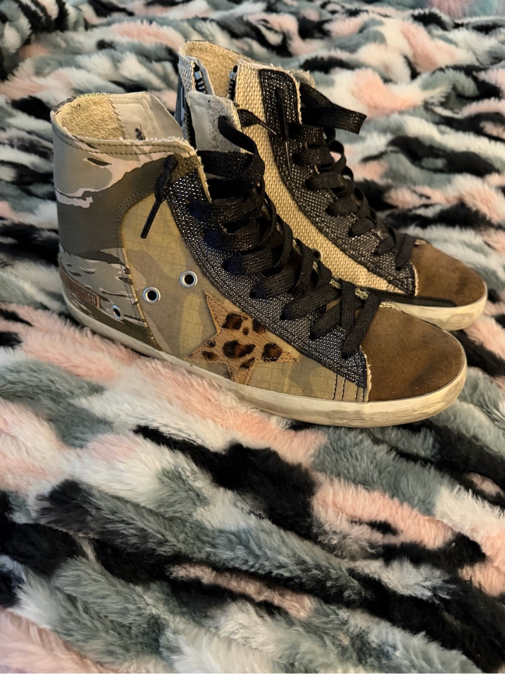 Golden Goose LTD Camo Francy Sneakers with Leopard Star 42/106